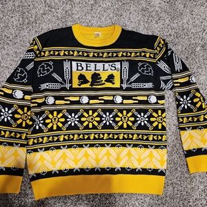 Gildan Black and Yellow Patterned Crewneck Sweater